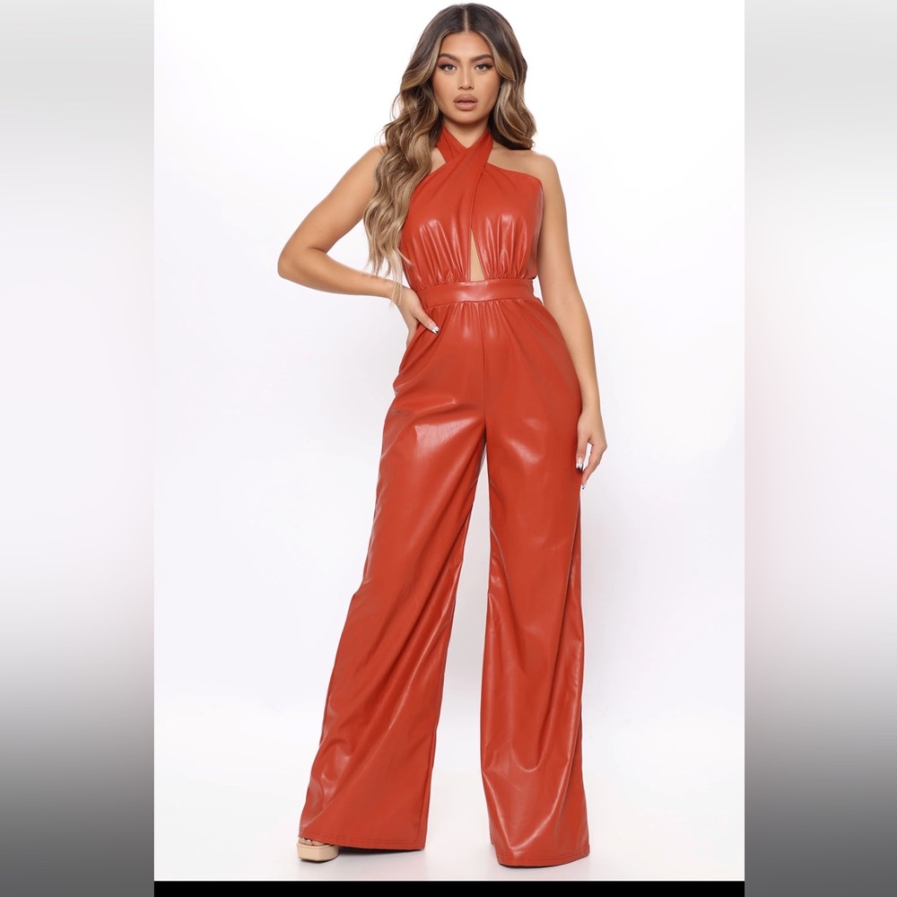Faux leather jumpsuit